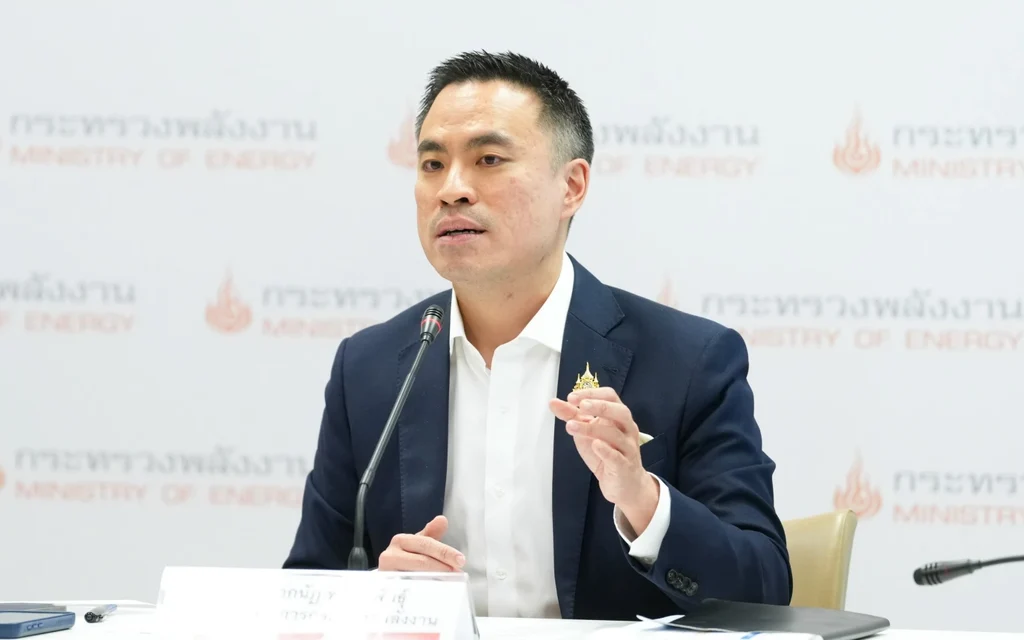 Energy minister speaks at a press conference about fuel prices.
