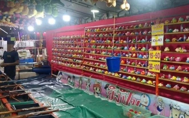 A carnival game stall at a festival in Phuket.